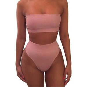 Pink High-Waisted Two Piece Bikini